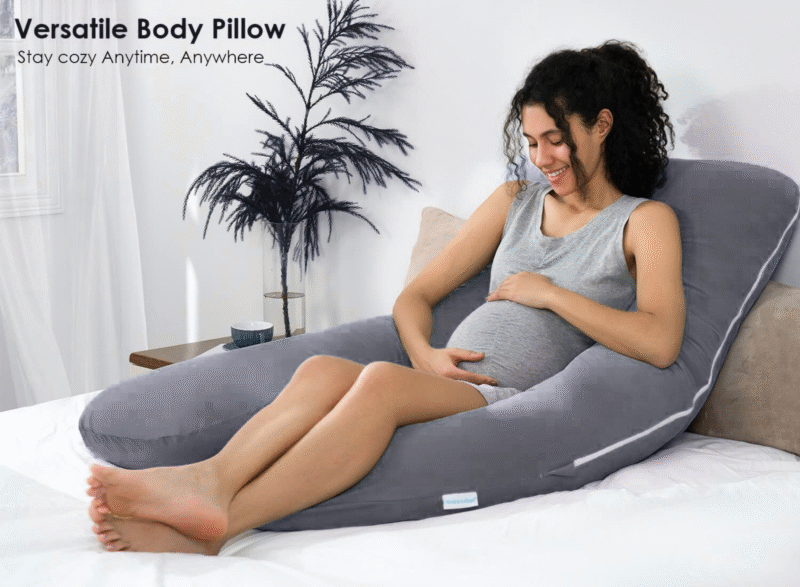U Shaped Full Body Maternity Pillow for Pregnant Support – Grey - Image 4