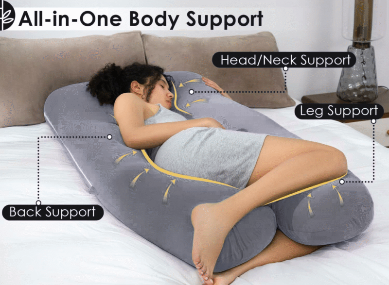 U Shaped Full Body Maternity Pillow for Pregnant Support – Grey - Image 2