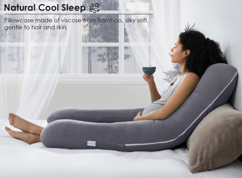 U Shaped Full Body Maternity Pillow for Pregnant Support – Grey - Image 5