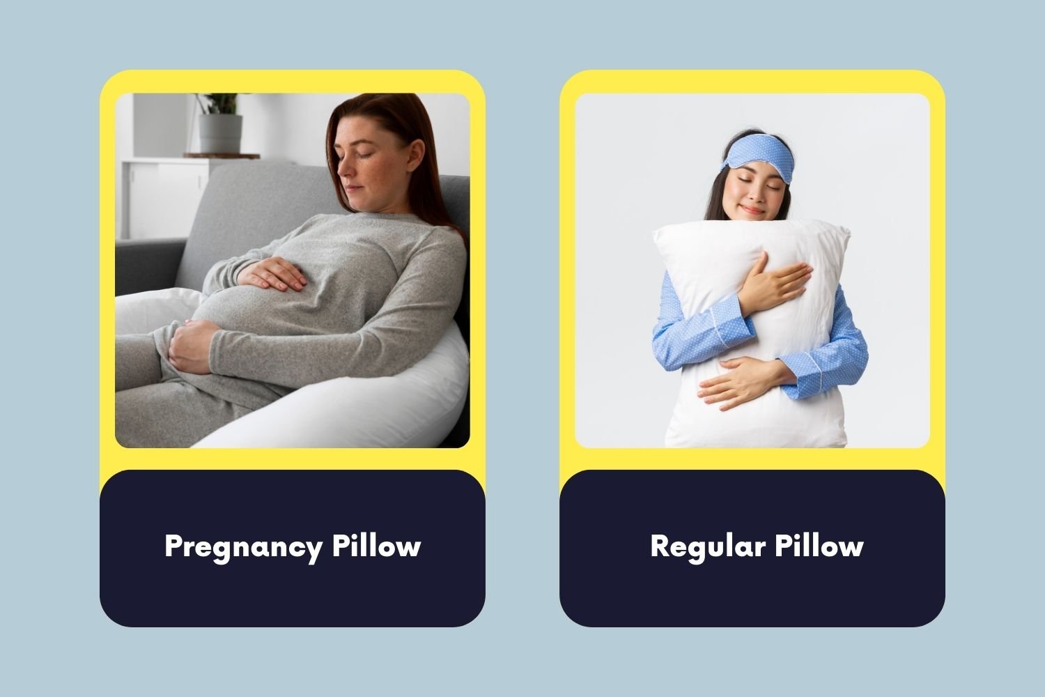 Pregnant woman sleeping comfortably with a U-shaped pregnancy pillow for full body support
