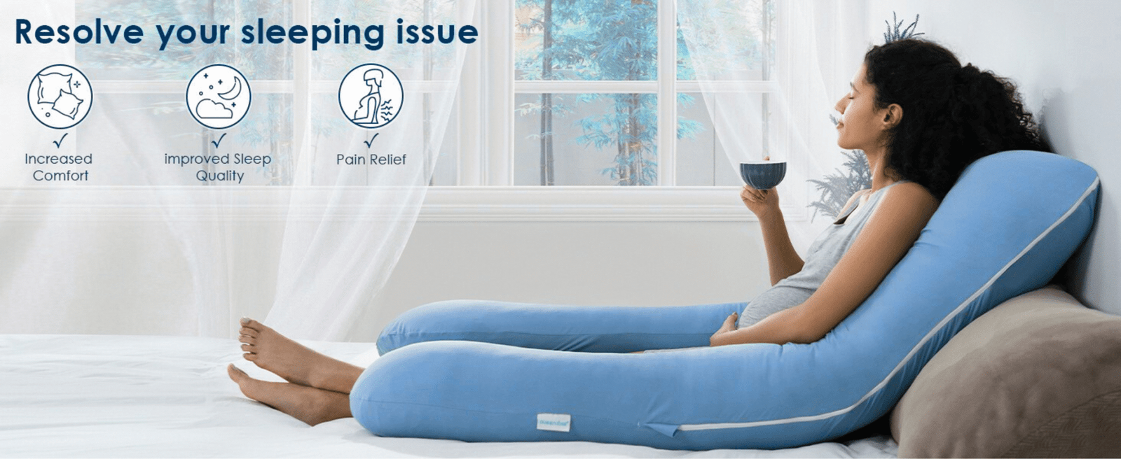 Breathable maternity pillow offering full body support and airflow for comfortable sleep during pregnancy 