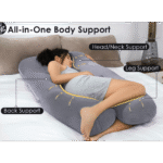 Maternity body pillow providing belly and back support during pregnancy