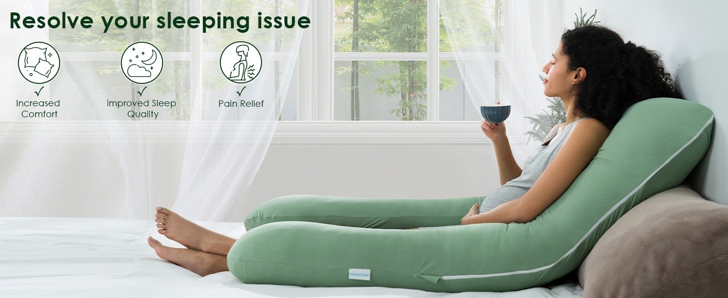 Pregnancy pillow with removable cover for easy cleaning and lasting comfort