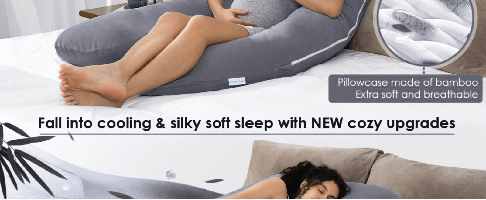 Soft U-shaped pregnancy pillow relieving back pain