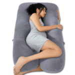U-shaped pregnancy pillow providing full body support for expecting mothers