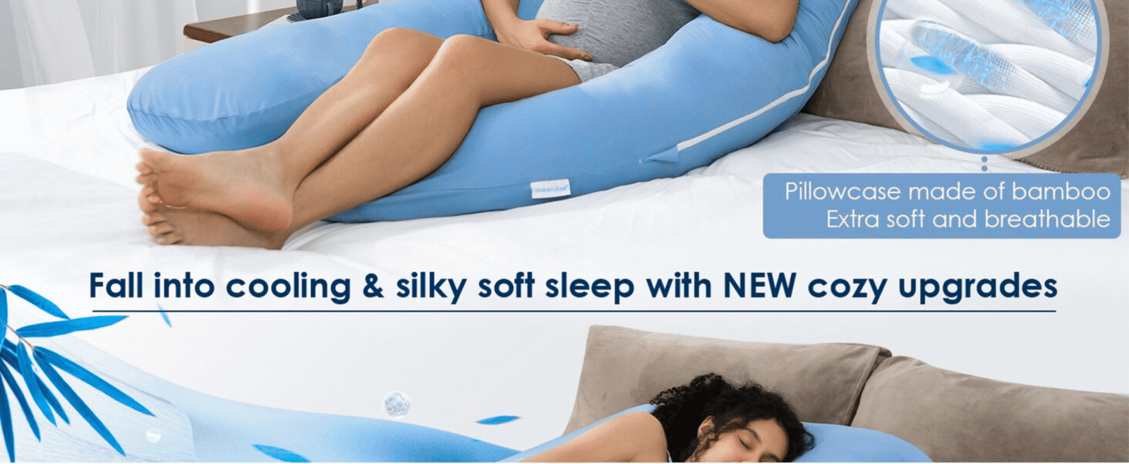  Comfortable pillow for pregnant women designed to support the back, belly, and legs for restful sleep 